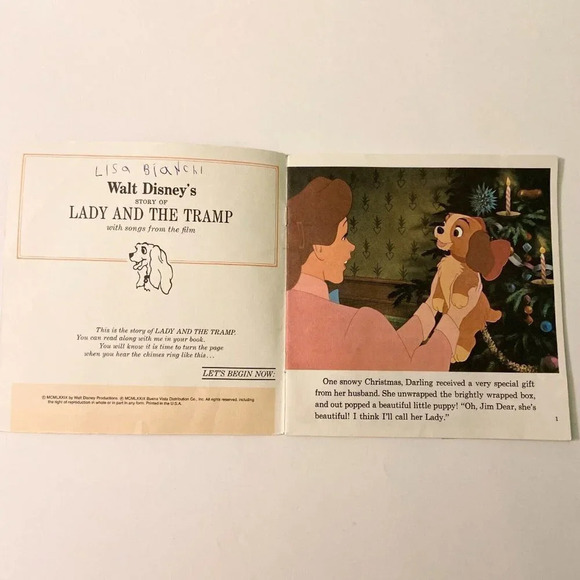 Vintage 1979 Walt Disneys Lady and the Tramp  Read Along Book and Tape - Picture 4 of 13